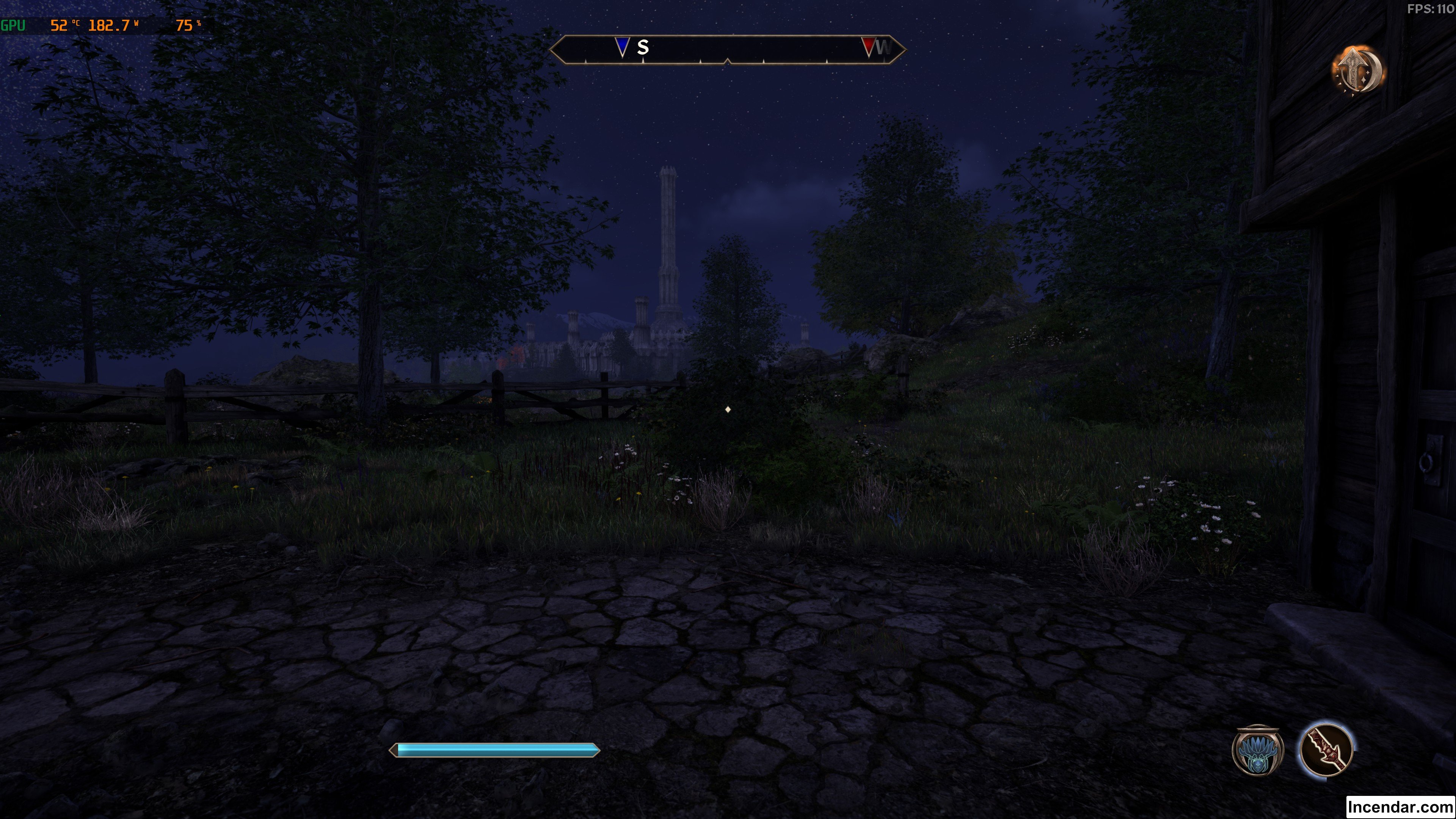 4k In game screenshot image showing the Imperial City in the distance from the Roxey Inn